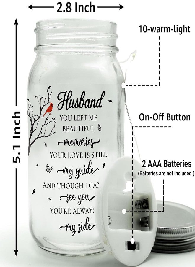 2IMT Memorial Gifts for Loss Of Husband, Bereavement Gifts for Loss of Husband Memorial Gift for Widow, In Loving Memory Sympathy Memory Gift for Loss Loved Ones Red Cardinal Condolences Mason Jar Light - Image 2